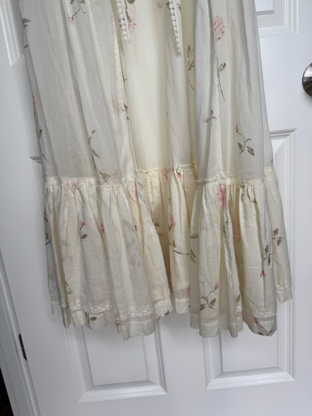 Free People Ivory Lace Tank Top with Black Floral Trim - Picture 5 of 9